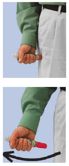 A diagram likely showing the EpiPen auto-injector, referenced in the step-by-step instructions.
