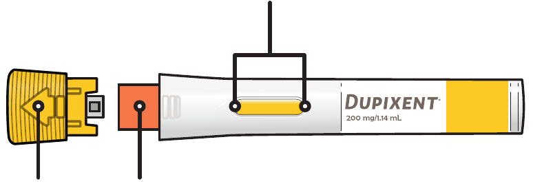 A diagram showing the Dupixent pre-filled pen after injection.