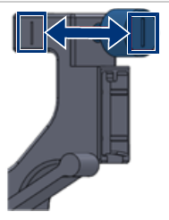 A diagram showing the left and right side thumb screws of the front-end assembly.