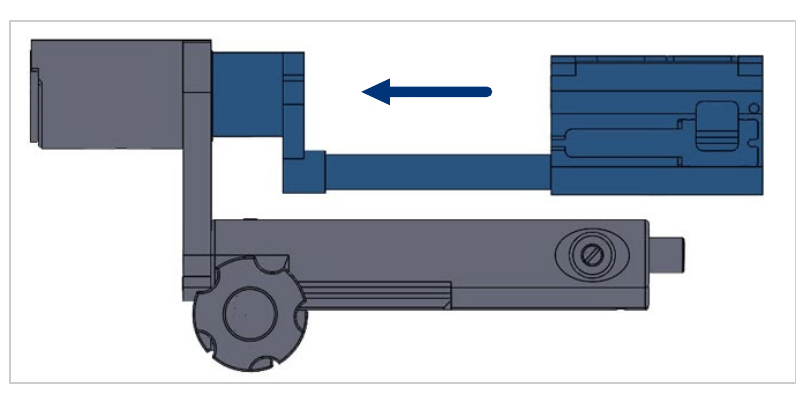 Image showing reinstallation of the probe holder assembly into the rack-and-pinion assembly.