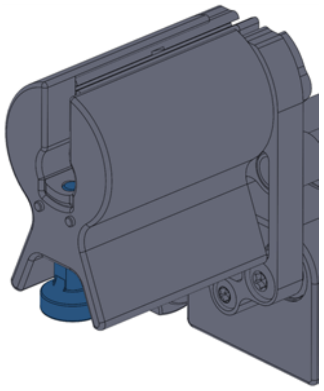 Image showing the release pin position after handle installation.