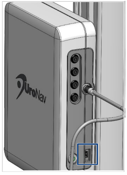 Image showing the front USB port on the UroNav device.