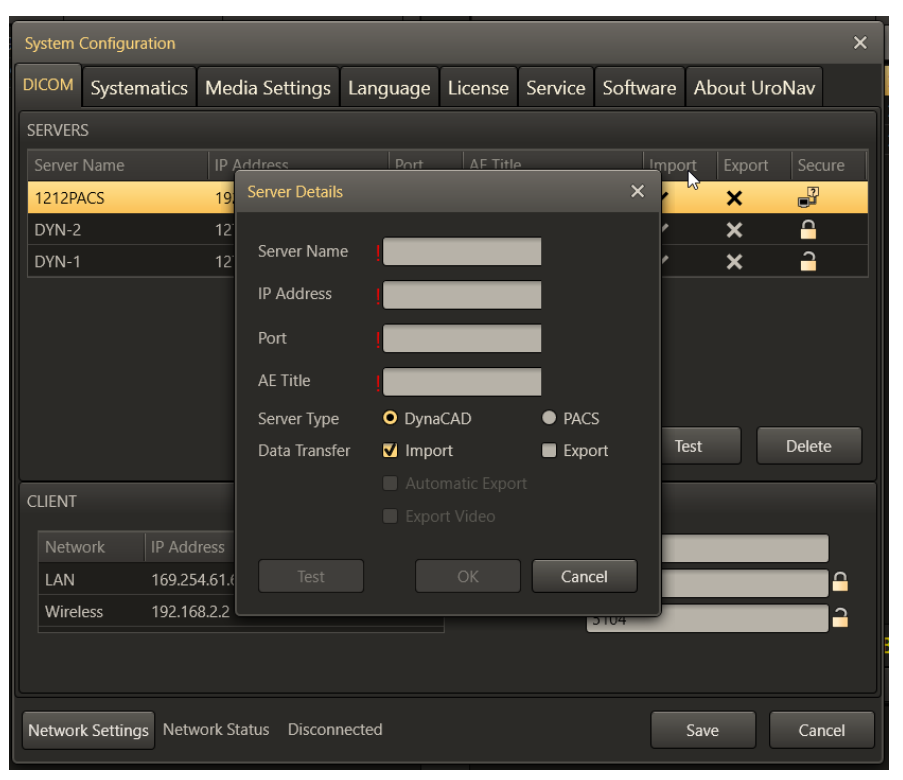 Image showing the Server Details dialog for network settings.