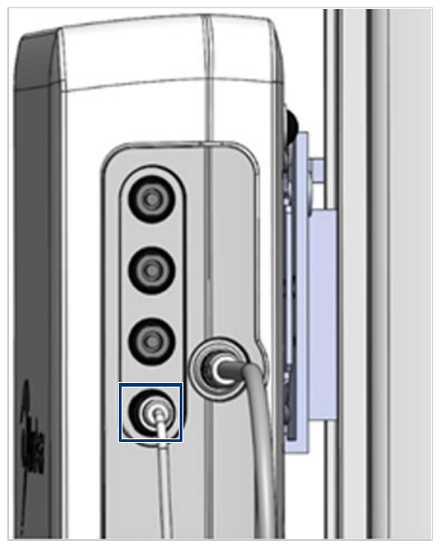 Diagram showing the field generator connector and its alignment, color-coded red.