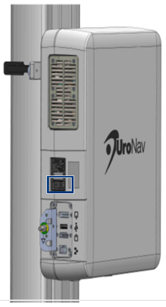 Photograph or diagram of the UroNav rear panel with Mains Power switch.