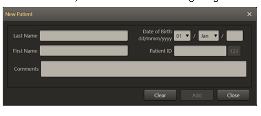 Screenshot of the New Patient tab in UroNav, used to create an Ultrasound Only patient study.