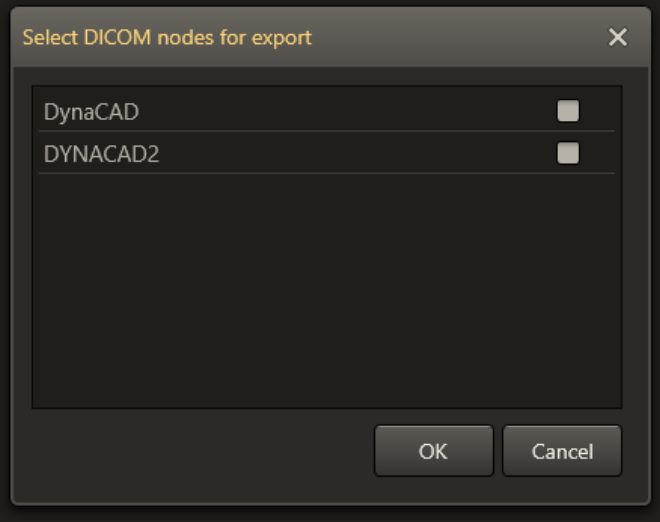 Screenshot of the data export process to a DICOM destination in UroNav, showing a different step or detail.
