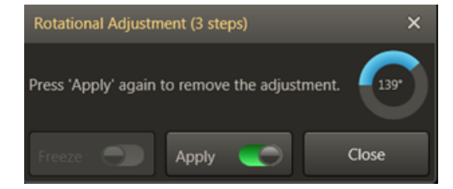 A diagram or screenshot illustrating the step to clear the applied rotational adjustment.