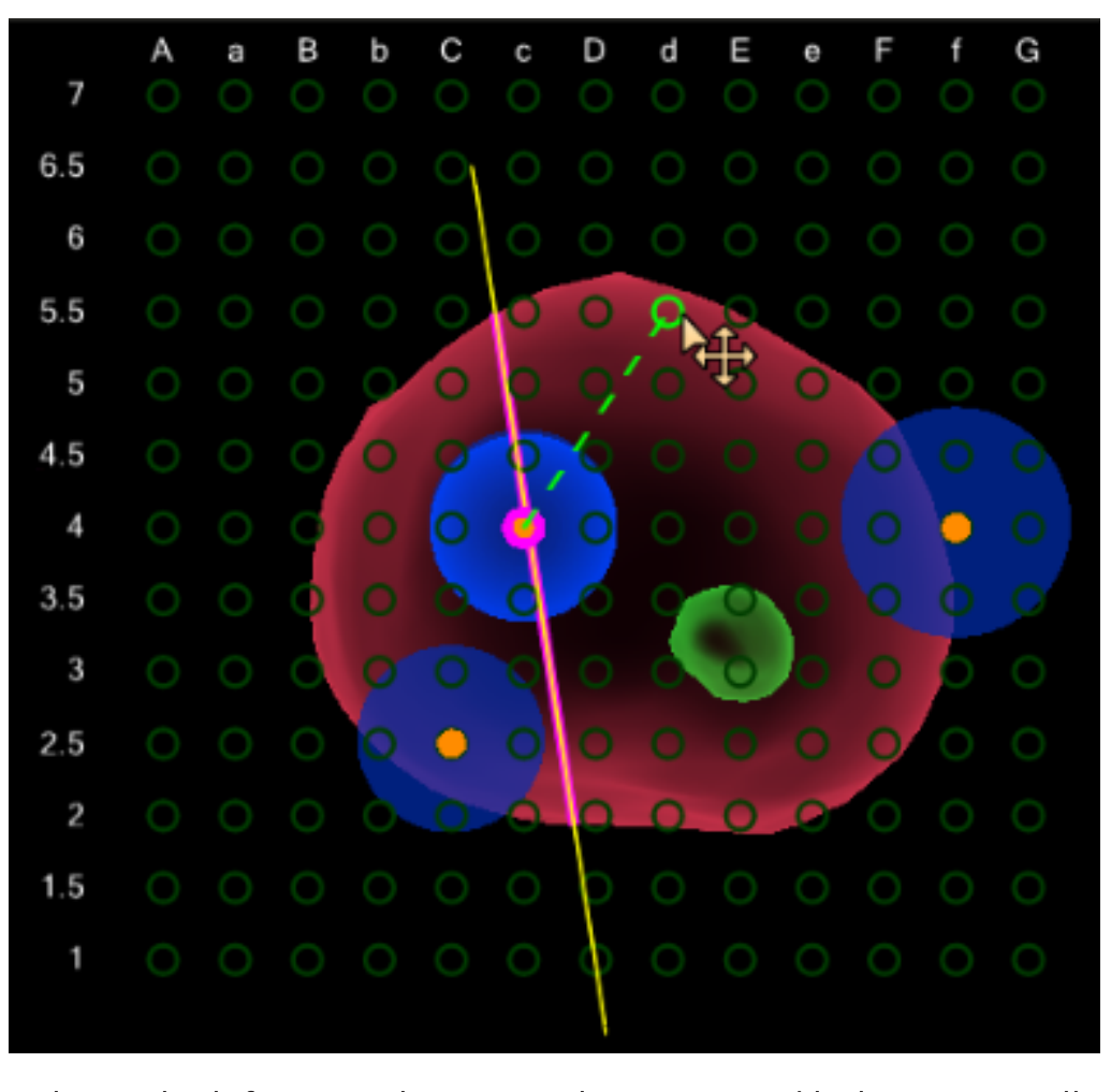 Screenshot showing grid holes and annotation movement between holes.