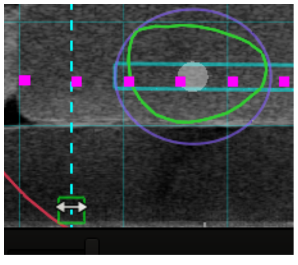 Screenshot showing the bidirectional arrow for changing the horizontal position of the depth guide.