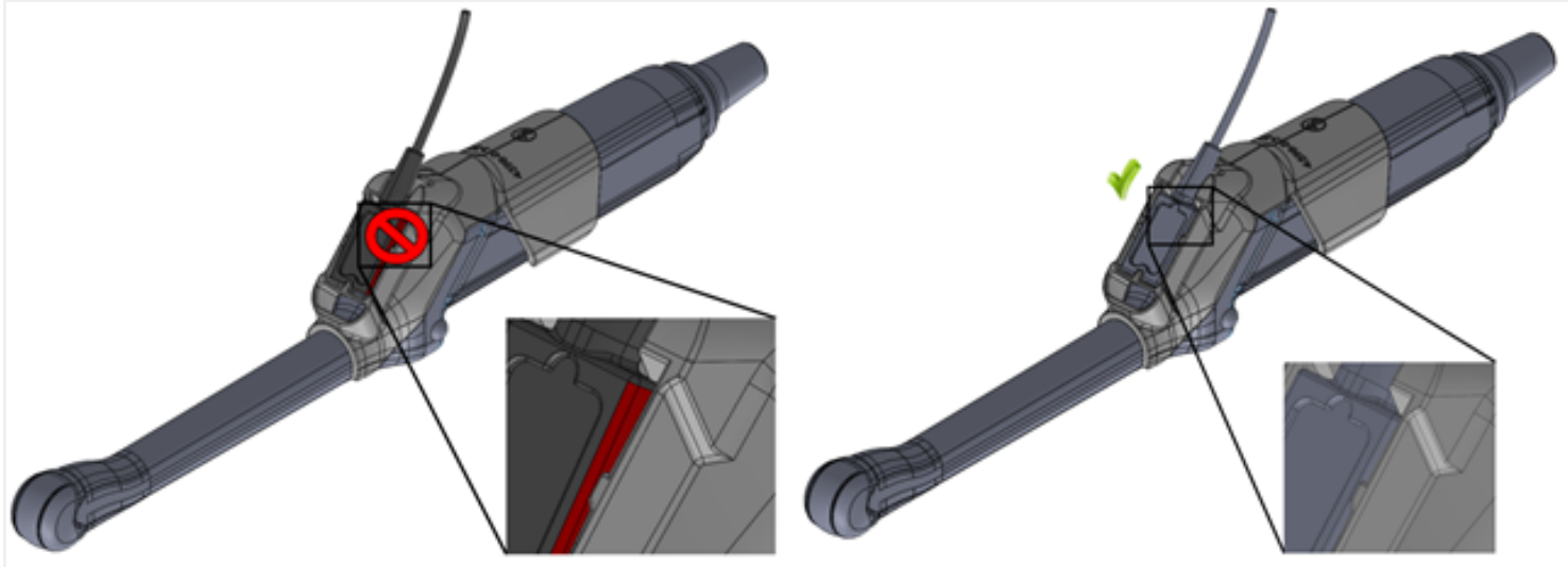 Diagram showing probe holder after force is applied until flush.
