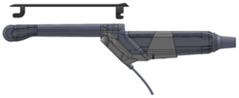Diagram showing cover installation over transducer and probe holder.