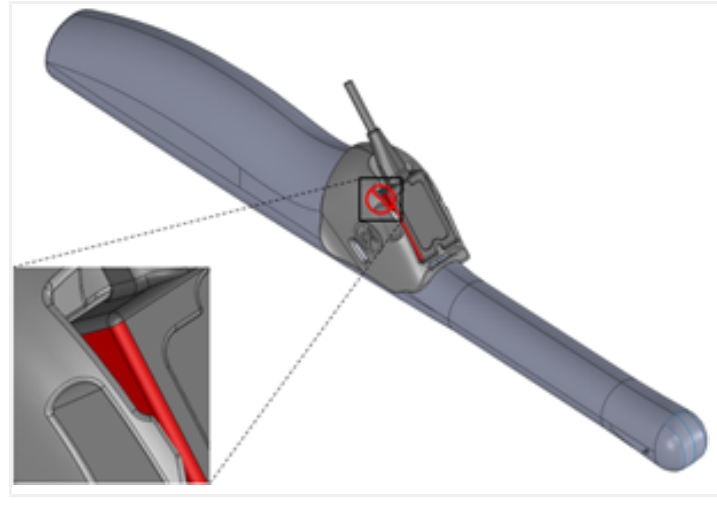Diagram showing probe holder after force is applied until flush.