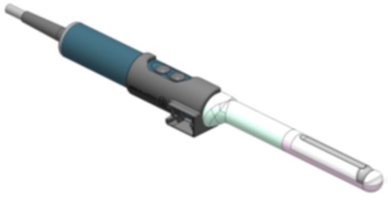 Diagram of BK 8848 and E14CL4b free-hand transperineal probe holder mounting.