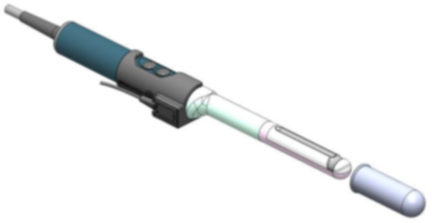 Diagram showing cover installation over transducer and UroNav probe holder.