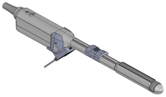 Diagram of tracker removal from Fujifilm (Hitachi) CL4416R1 free-hand transperineal probe holder, further additional view.