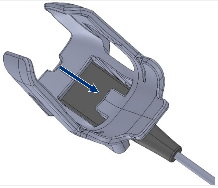 Diagram of tracker removal from Fujifilm (Hitachi) CL4416R1 free-hand transperineal probe holder.