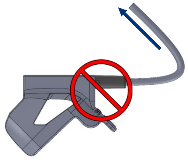 Diagram of tracker removal from Fujifilm (Hitachi) CL4416R1 free-hand transperineal probe holder, alternate view.