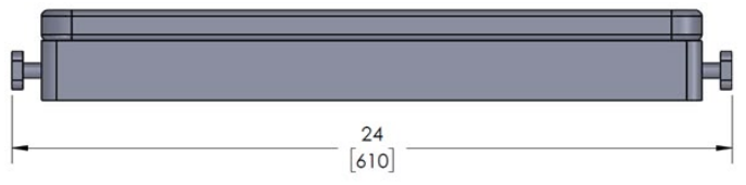 Diagram showing Stepper arm accommodating a maximum table width of 24 inches (610 mm).