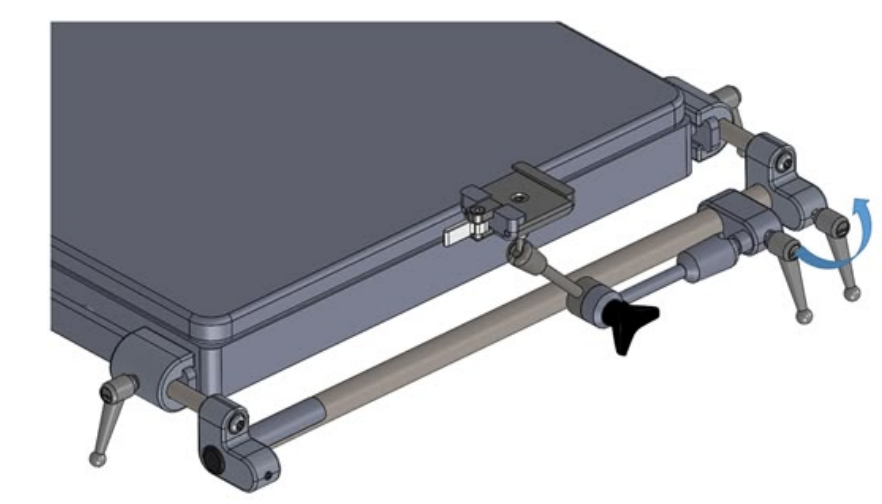 Diagram showing tightening of width adjustment handle.