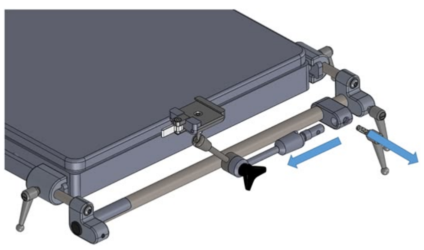 Diagram showing installation of articulated arm on the opposite side.