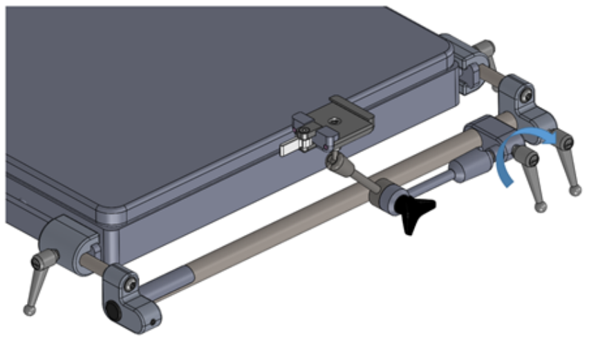 Diagram showing tightening handle after finding optimal position.