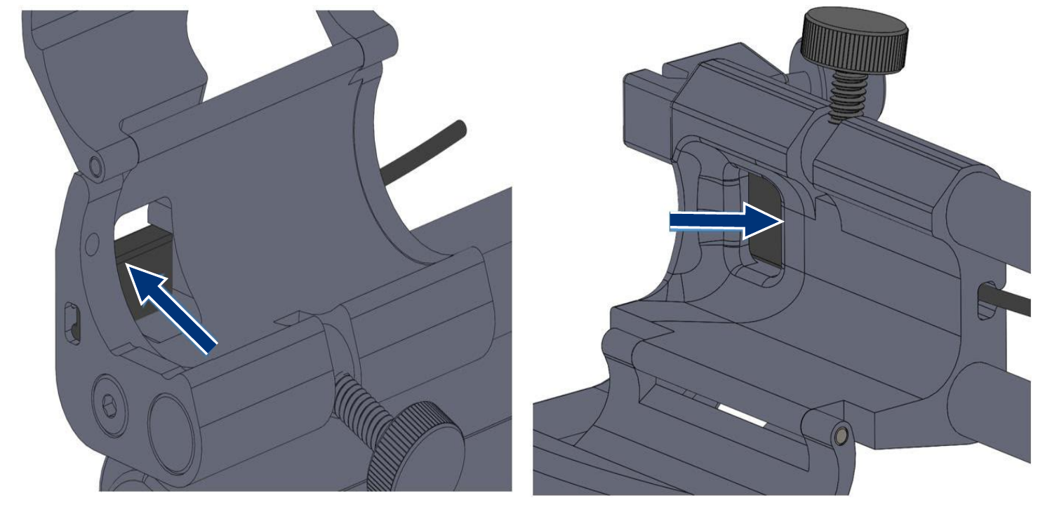 A sequence of images showing EM sensor removal from the clamp.