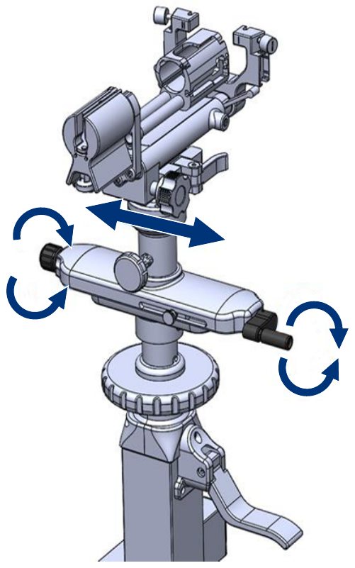 Gross left/right adjustment of the stepper stand.