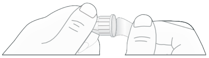 Diagram showing how to attach or remove the needle from the pen.