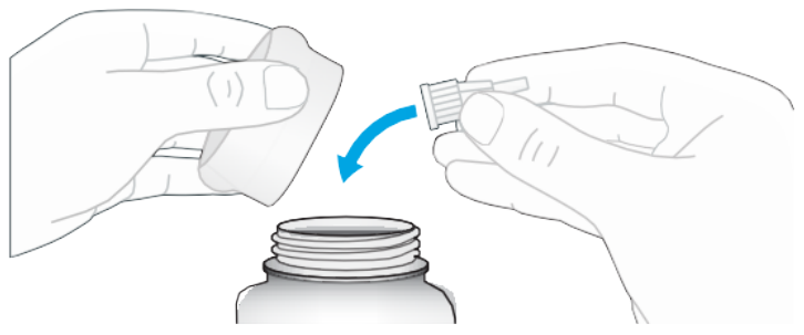 Diagram showing how to dispose of the pen or needle in a container.