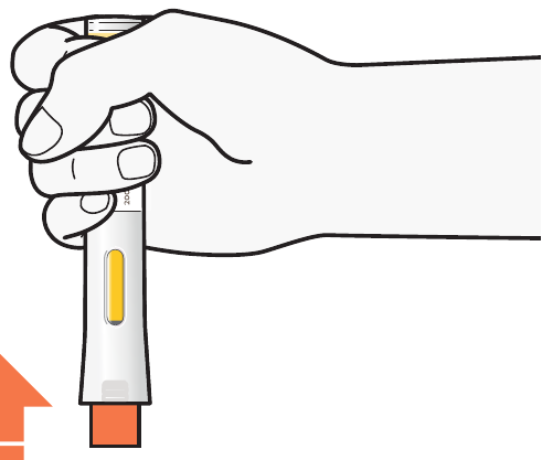 A diagram showing the correct way to dispose of the pre-filled pen.